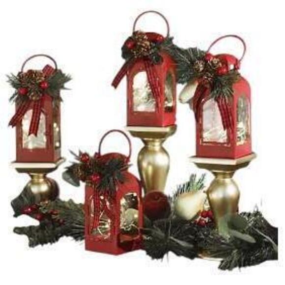 Valerie Parr Hill Other - Valerie 4-Pack 6" Fairy Light Lanterns with 8 Toppers Cranberry